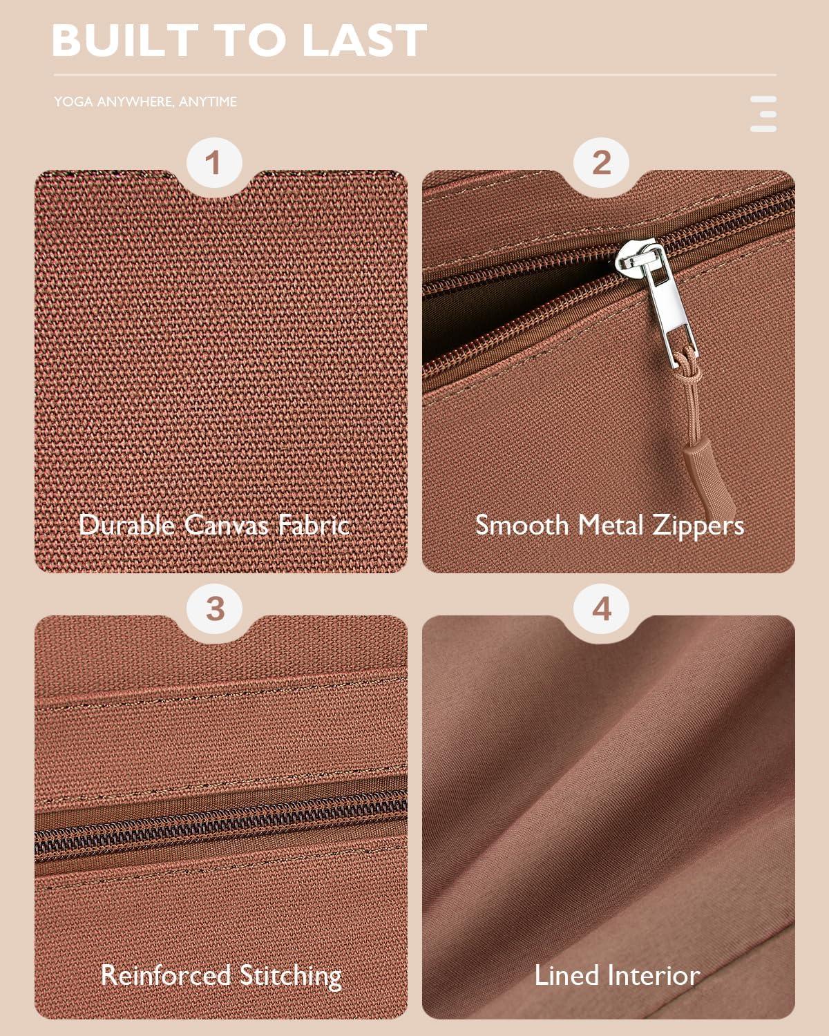 image:imageGonex Yoga Mat Bag Extra Large Canvas Gym Bag with Waterproof Pocket Metal Zipper Fits Mat amp Blocks Stylish Yoga Mat Carrier for Women Ideal for Yoga Pilates Workout TravelDark Khaki