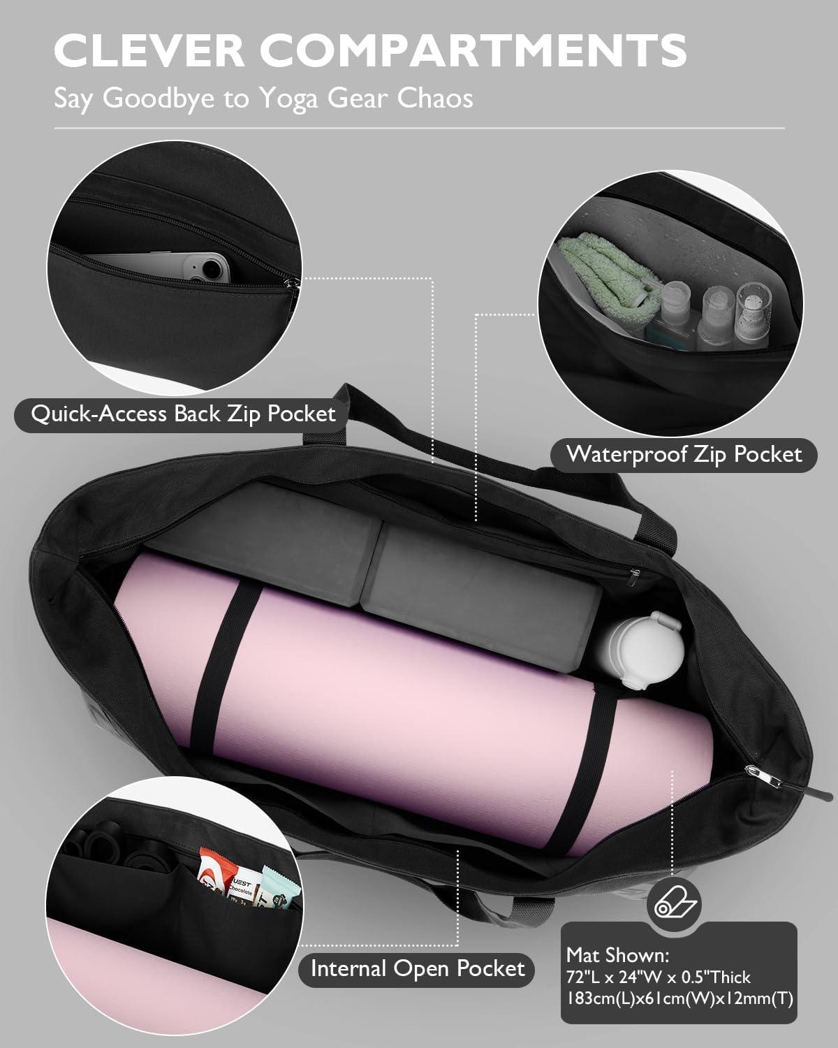 image:imageGonex Yoga Mat Bag Extra Large Canvas Gym Bag with Waterproof Pocket Metal Zipper Fits Mat amp Blocks Stylish Yoga Mat Carrier for Women Ideal for Yoga Pilates Workout TravelBlack