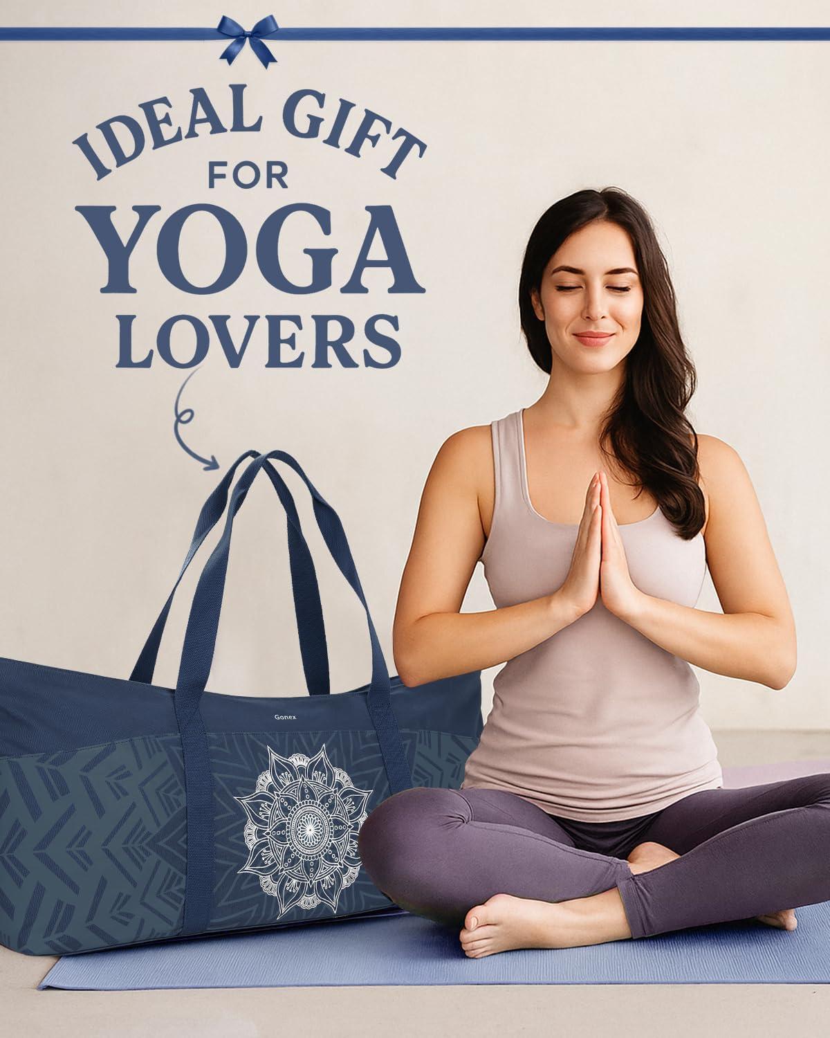image:imageGonex Yoga Mat Bag Extra Large Canvas Gym Bag with Waterproof Pocket Metal Zipper Fits Mat amp Blocks Stylish Yoga Mat Carrier for Women Ideal for Yoga Pilates Workout TravelBlue