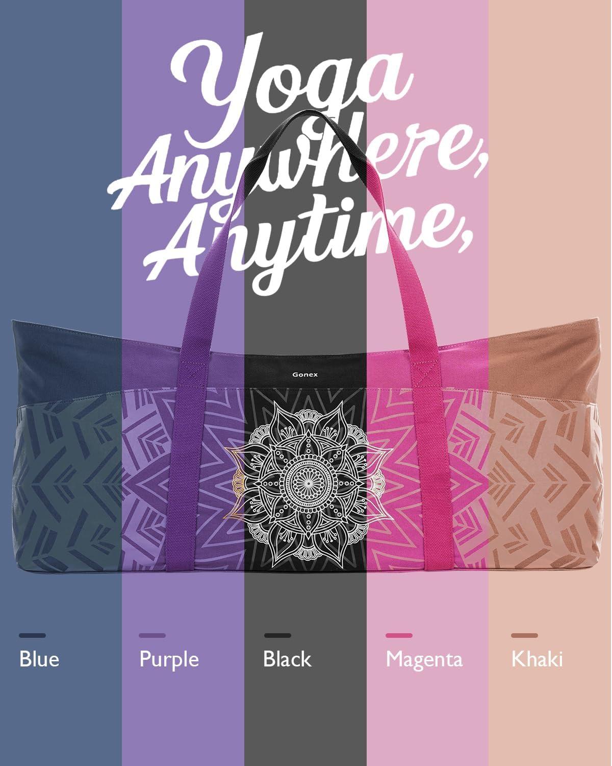 image:imageGonex Yoga Mat Bag Extra Large Canvas Gym Bag with Waterproof Pocket Metal Zipper Fits Mat amp Blocks Stylish Yoga Mat Carrier for Women Ideal for Yoga Pilates Workout TravelPurple