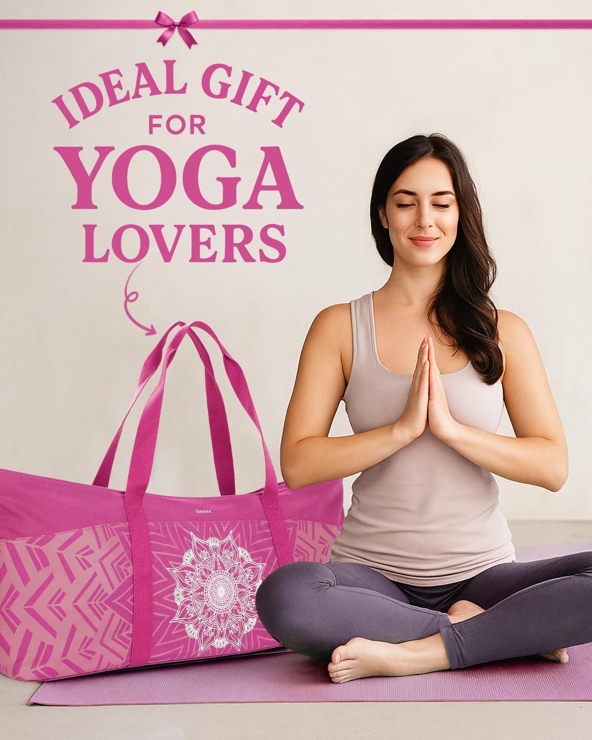 image:imageGonex Yoga Mat Bag Extra Large Canvas Gym Bag with Waterproof Pocket Metal Zipper Fits Mat amp Blocks Stylish Yoga Mat Carrier for Women Ideal for Yoga Pilates Workout TravelRose Red