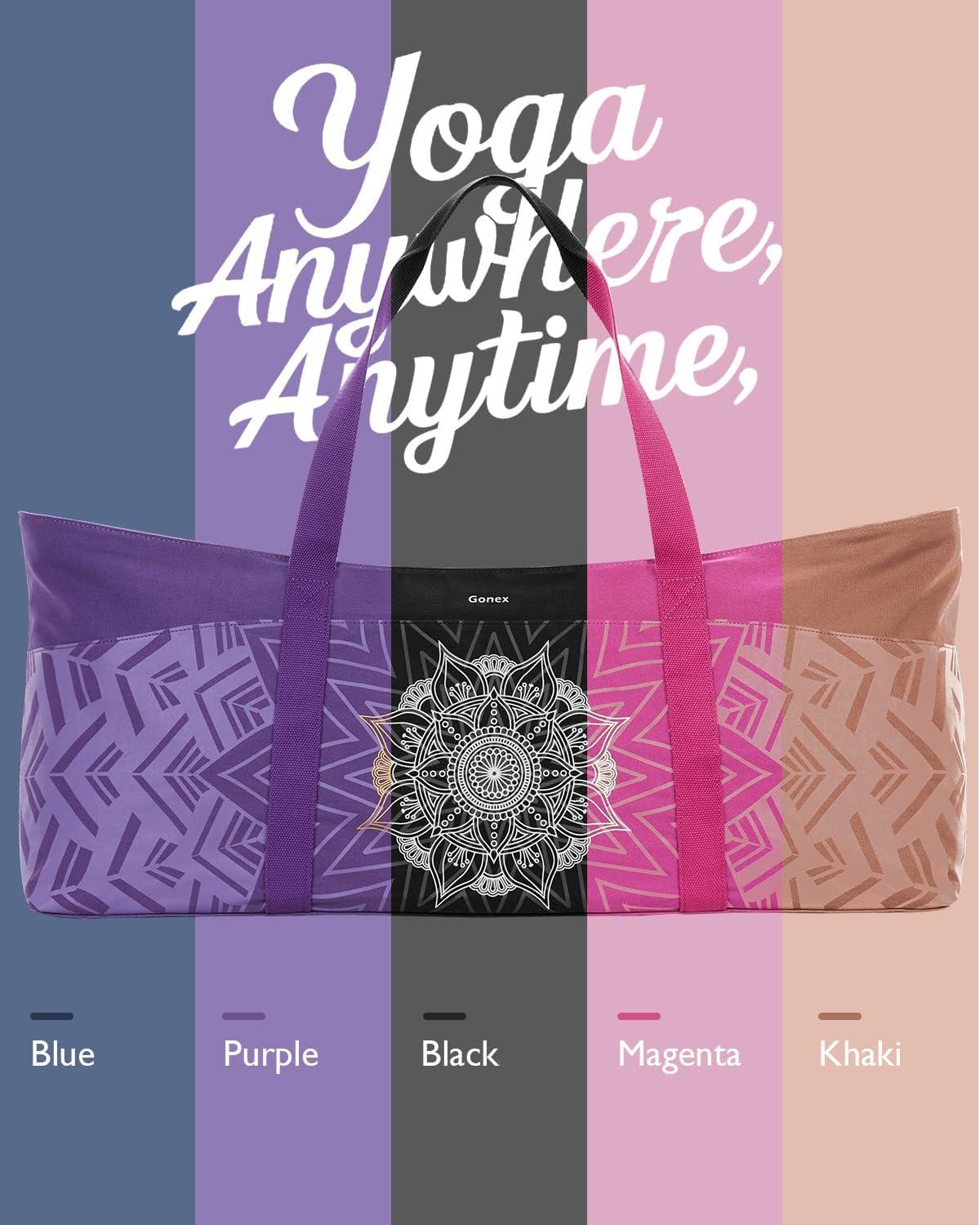image:imageGonex Yoga Mat Bag Extra Large Canvas Gym Bag with Waterproof Pocket Metal Zipper Fits Mat amp Blocks Stylish Yoga Mat Carrier for Women Ideal for Yoga Pilates Workout TravelDark Khaki