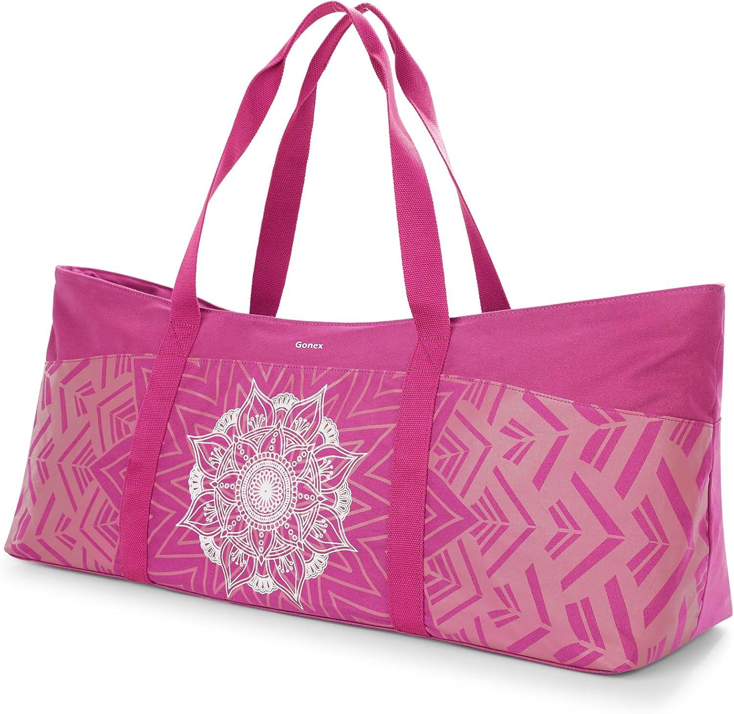 image:imageGonex Yoga Mat Bag Extra Large Canvas Gym Bag with Waterproof Pocket Metal Zipper Fits Mat amp Blocks Stylish Yoga Mat Carrier for Women Ideal for Yoga Pilates Workout TravelRose Red
