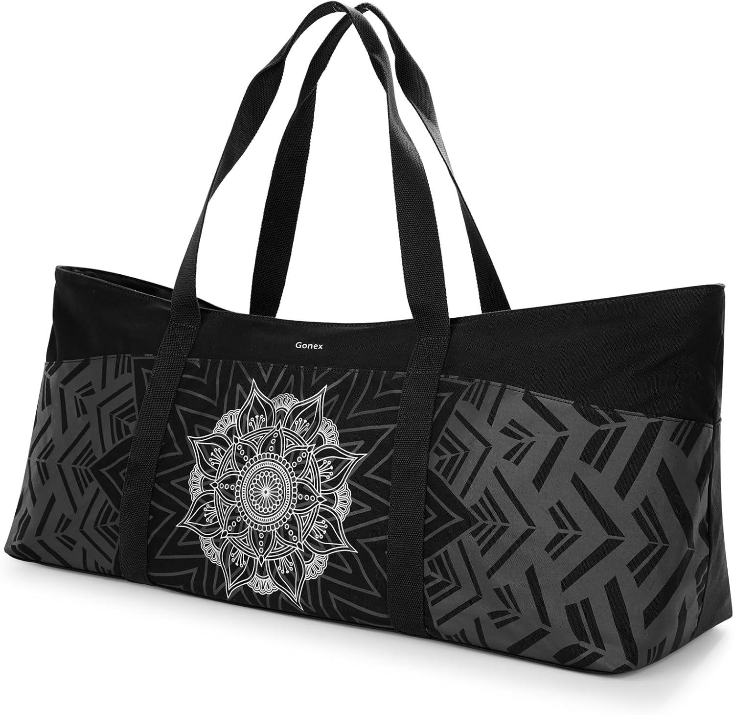 image:imageGonex Yoga Mat Bag Extra Large Canvas Gym Bag with Waterproof Pocket Metal Zipper Fits Mat amp Blocks Stylish Yoga Mat Carrier for Women Ideal for Yoga Pilates Workout TravelBlack