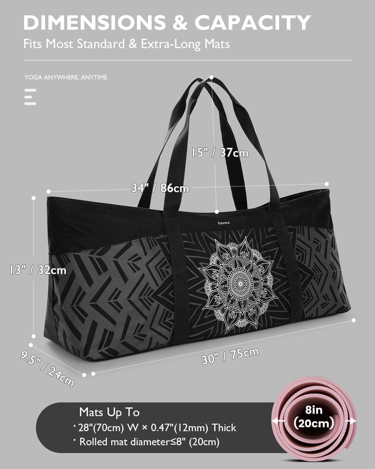 image:imageGonex Yoga Mat Bag Extra Large Canvas Gym Bag with Waterproof Pocket Metal Zipper Fits Mat amp Blocks Stylish Yoga Mat Carrier for Women Ideal for Yoga Pilates Workout TravelBlack