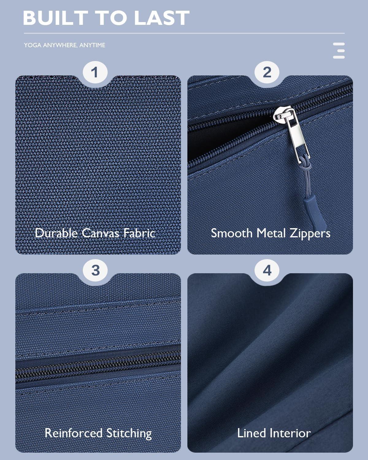 image:imageGonex Yoga Mat Bag Extra Large Canvas Gym Bag with Waterproof Pocket Metal Zipper Fits Mat amp Blocks Stylish Yoga Mat Carrier for Women Ideal for Yoga Pilates Workout TravelBlue