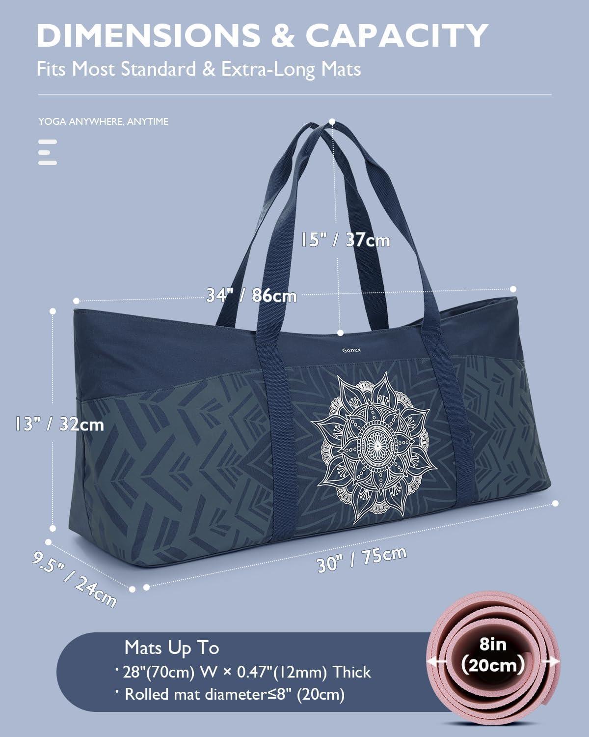 image:imageGonex Yoga Mat Bag Extra Large Canvas Gym Bag with Waterproof Pocket Metal Zipper Fits Mat amp Blocks Stylish Yoga Mat Carrier for Women Ideal for Yoga Pilates Workout TravelBlue