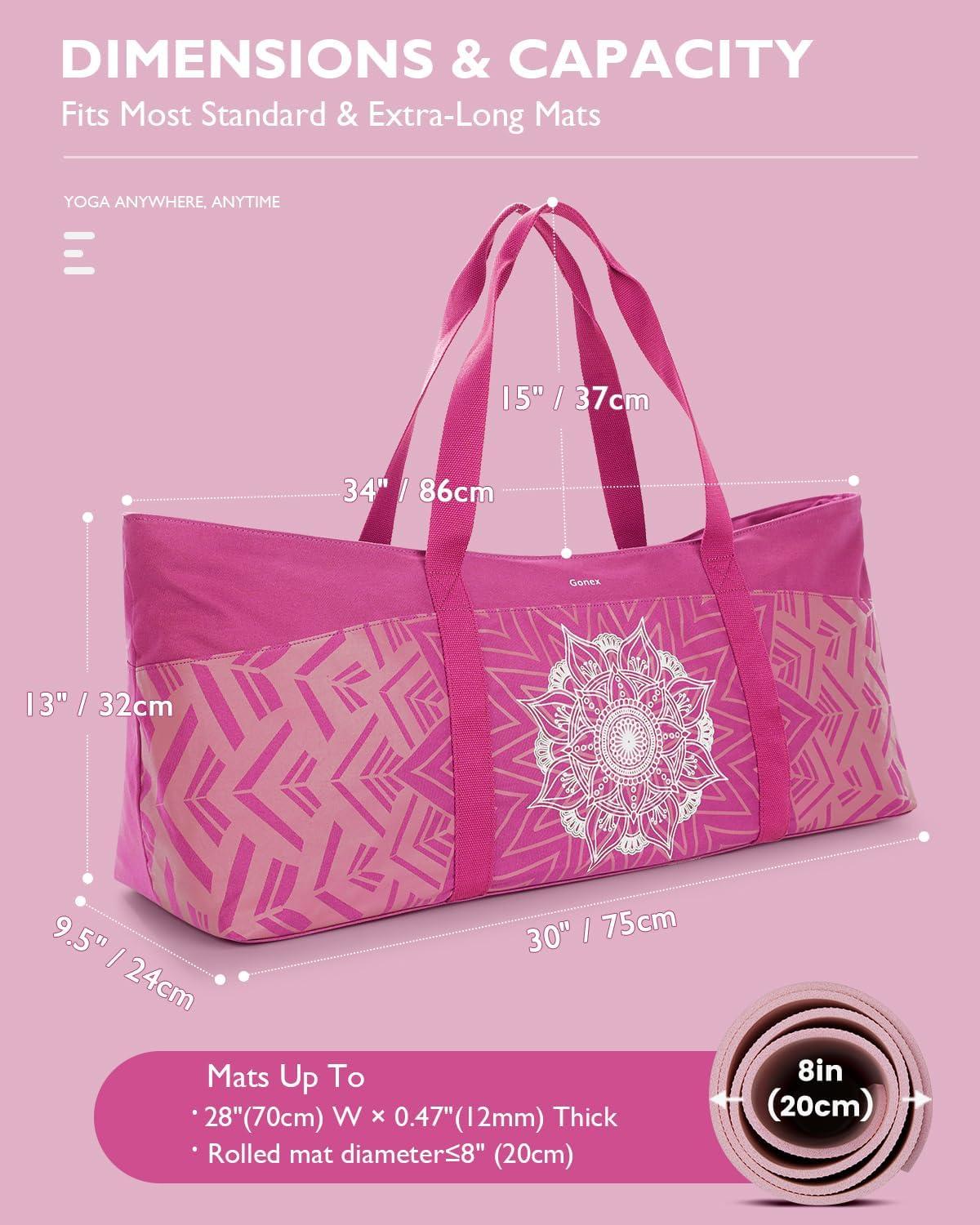 image:imageGonex Yoga Mat Bag Extra Large Canvas Gym Bag with Waterproof Pocket Metal Zipper Fits Mat amp Blocks Stylish Yoga Mat Carrier for Women Ideal for Yoga Pilates Workout TravelRose Red