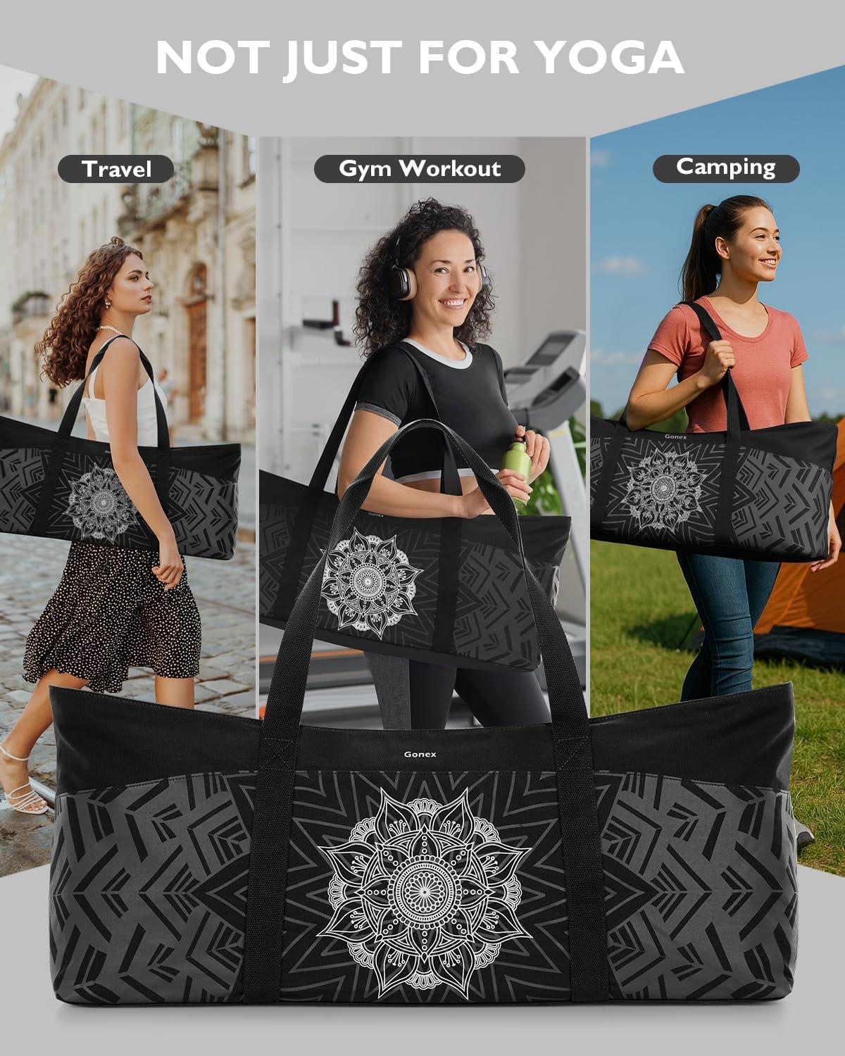 image:imageGonex Yoga Mat Bag Extra Large Canvas Gym Bag with Waterproof Pocket Metal Zipper Fits Mat amp Blocks Stylish Yoga Mat Carrier for Women Ideal for Yoga Pilates Workout TravelBlack