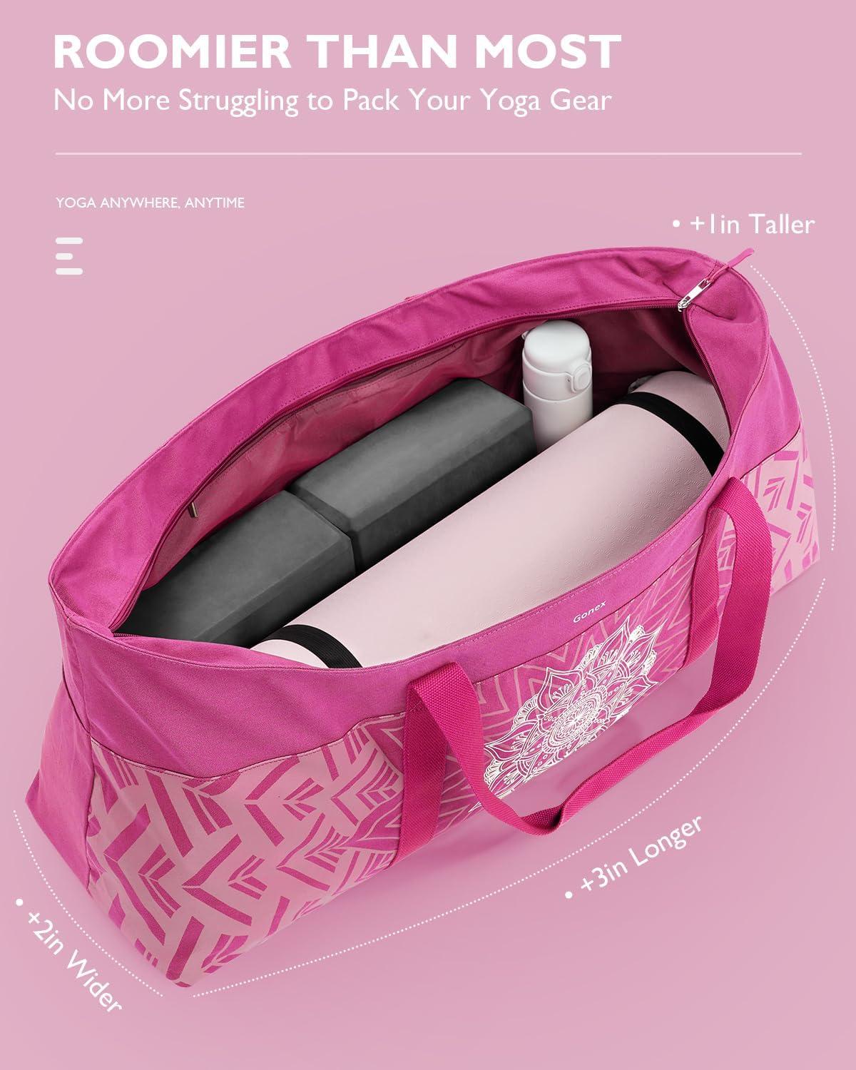 image:imageGonex Yoga Mat Bag Extra Large Canvas Gym Bag with Waterproof Pocket Metal Zipper Fits Mat amp Blocks Stylish Yoga Mat Carrier for Women Ideal for Yoga Pilates Workout TravelRose Red