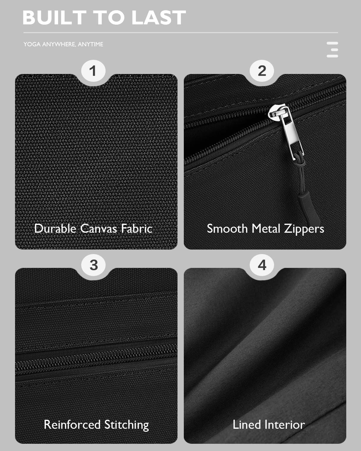 image:imageGonex Yoga Mat Bag Extra Large Canvas Gym Bag with Waterproof Pocket Metal Zipper Fits Mat amp Blocks Stylish Yoga Mat Carrier for Women Ideal for Yoga Pilates Workout TravelBlack