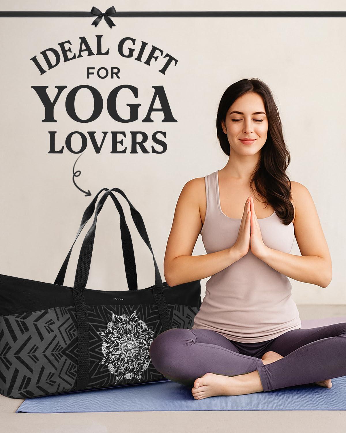 image:imageGonex Yoga Mat Bag Extra Large Canvas Gym Bag with Waterproof Pocket Metal Zipper Fits Mat amp Blocks Stylish Yoga Mat Carrier for Women Ideal for Yoga Pilates Workout TravelBlack