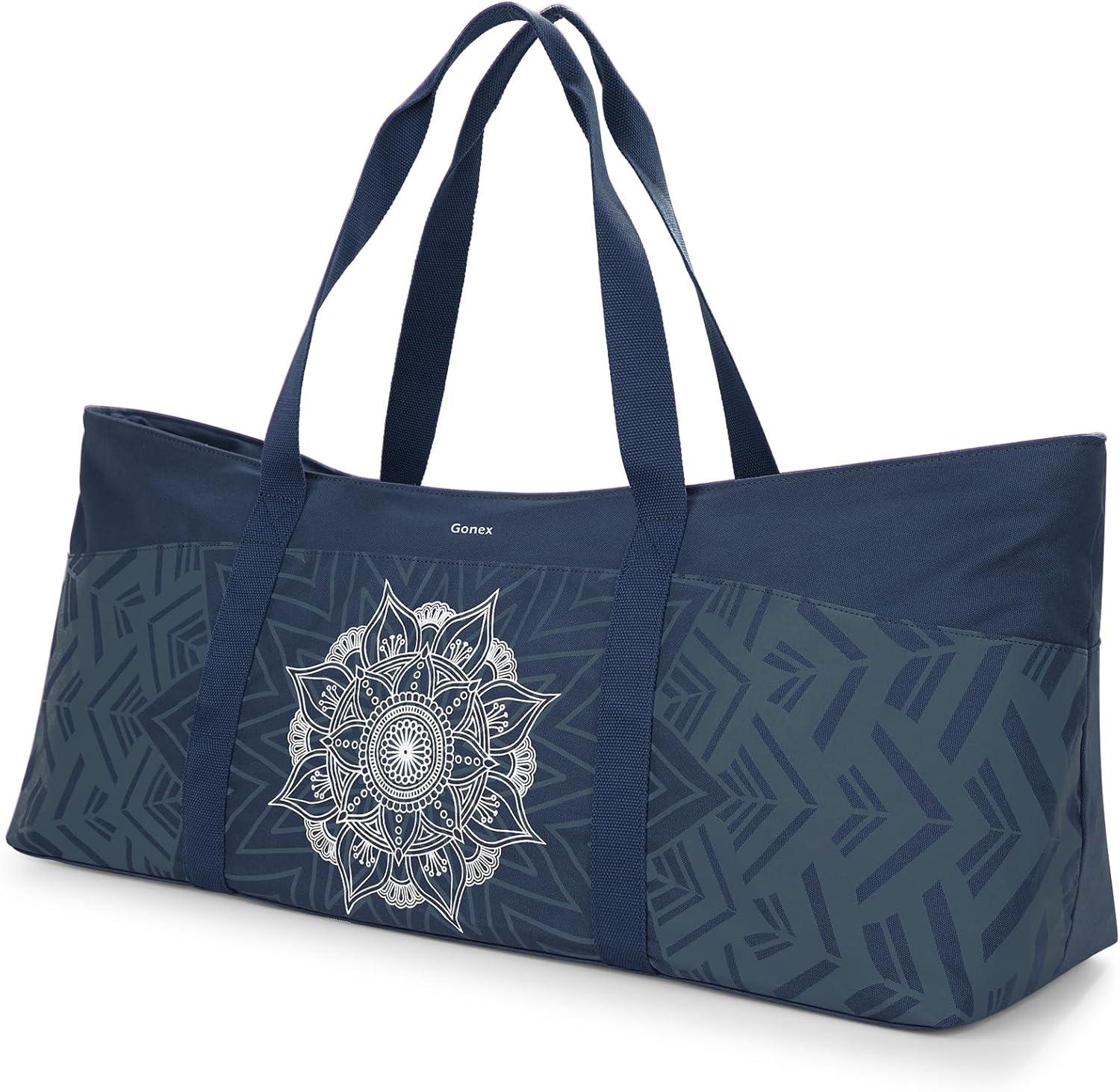 image:imageGonex Yoga Mat Bag Extra Large Canvas Gym Bag with Waterproof Pocket Metal Zipper Fits Mat amp Blocks Stylish Yoga Mat Carrier for Women Ideal for Yoga Pilates Workout TravelBlue