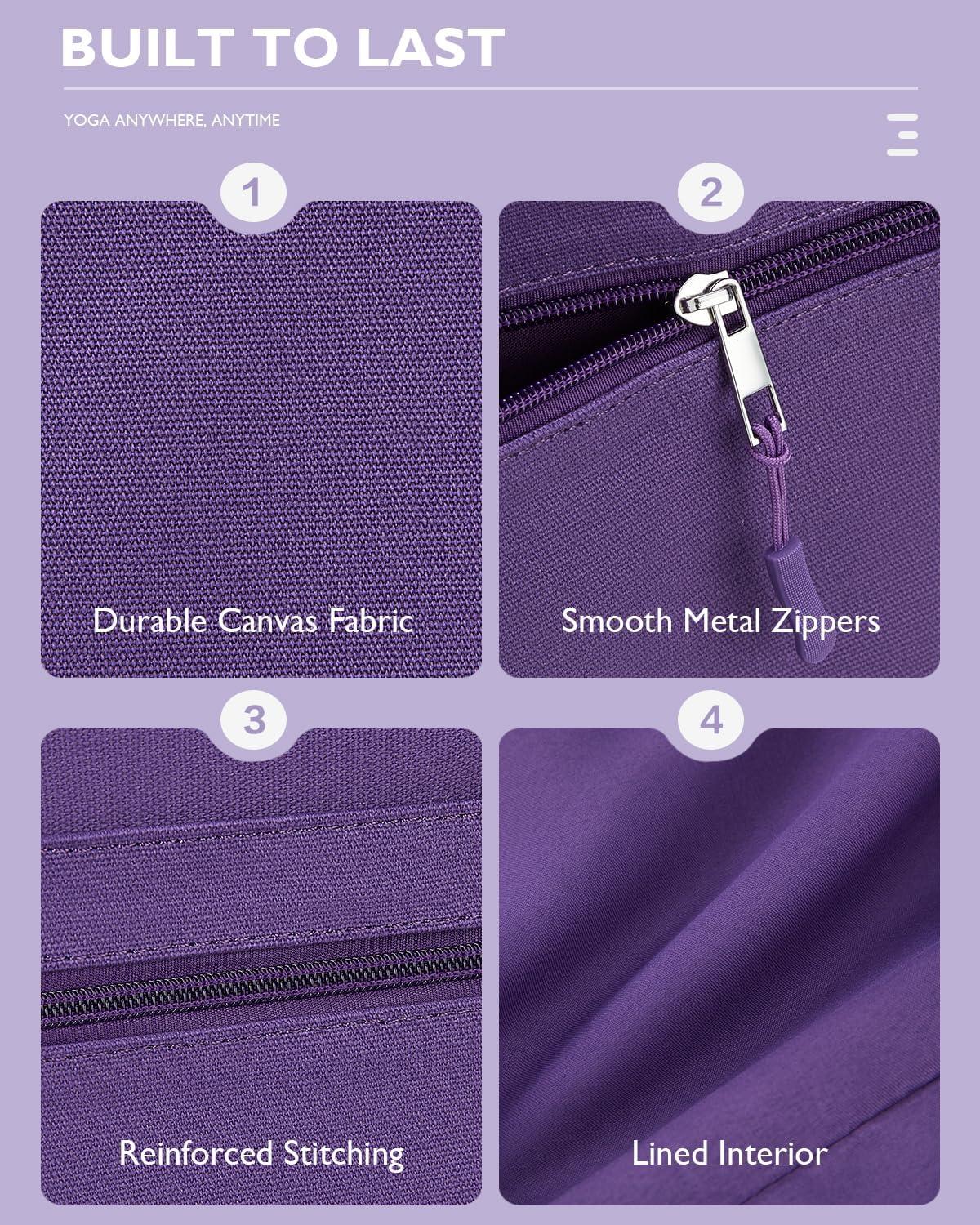 image:imageGonex Yoga Mat Bag Extra Large Canvas Gym Bag with Waterproof Pocket Metal Zipper Fits Mat amp Blocks Stylish Yoga Mat Carrier for Women Ideal for Yoga Pilates Workout TravelPurple