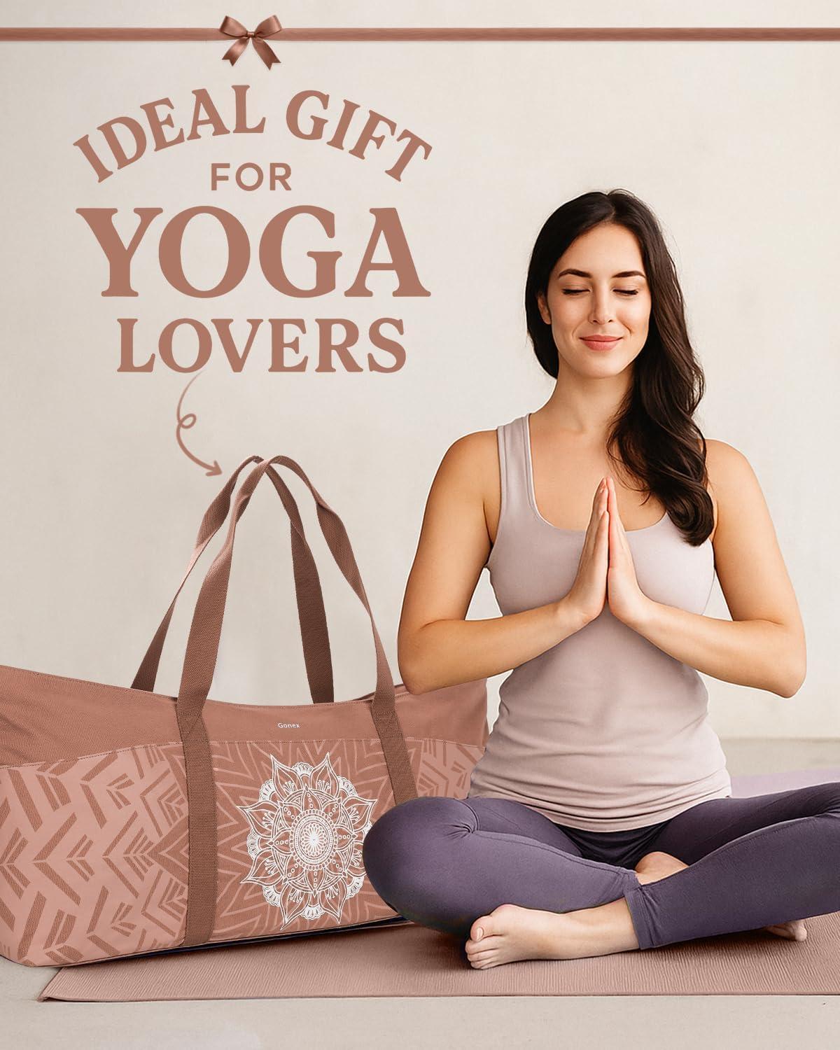 image:imageGonex Yoga Mat Bag Extra Large Canvas Gym Bag with Waterproof Pocket Metal Zipper Fits Mat amp Blocks Stylish Yoga Mat Carrier for Women Ideal for Yoga Pilates Workout TravelDark Khaki