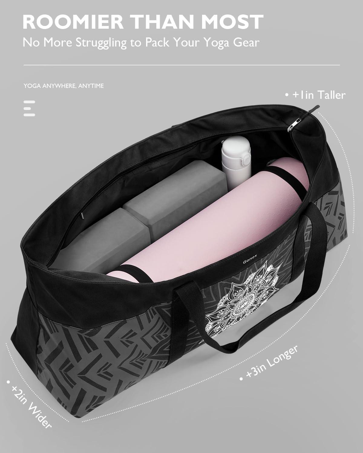 image:imageGonex Yoga Mat Bag Extra Large Canvas Gym Bag with Waterproof Pocket Metal Zipper Fits Mat amp Blocks Stylish Yoga Mat Carrier for Women Ideal for Yoga Pilates Workout TravelBlack