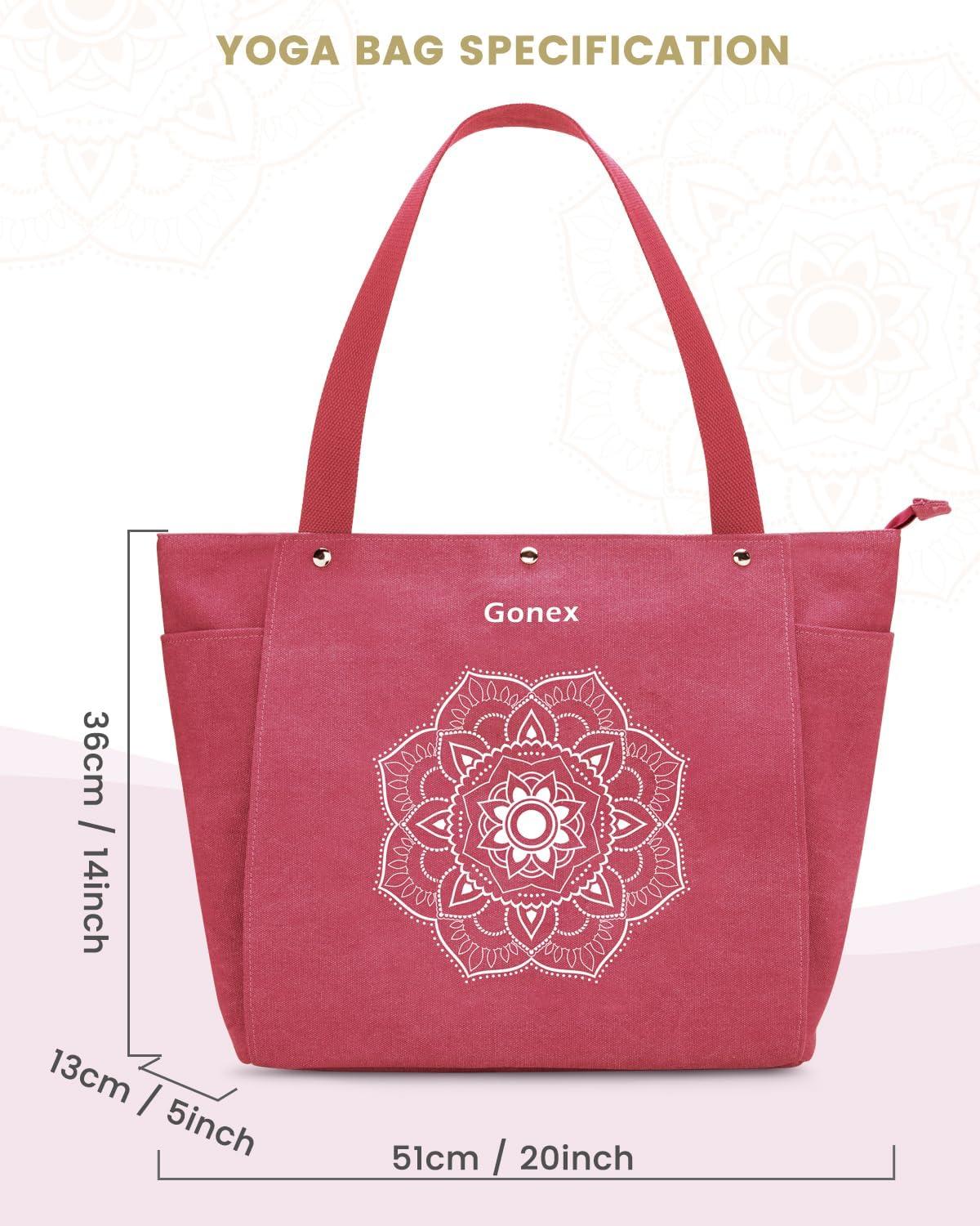 image:imageGonex Yoga Mat Bag Yoga Gym Bag Tote Bag with Multi Pockets For Women Men Canvas Yoga Mat Carrier Take in Out Mat Easily For Pilates Travel Workout OfficeBrick Red