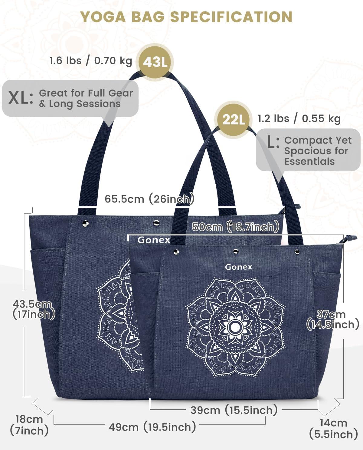 image:imageGonex Yoga Mat Bag Yoga Gym Bag Tote Bag with Multi Pockets For Women Men Canvas Yoga Mat Carrier Take in Out Mat Easily For Pilates Travel Workout OfficeBlue