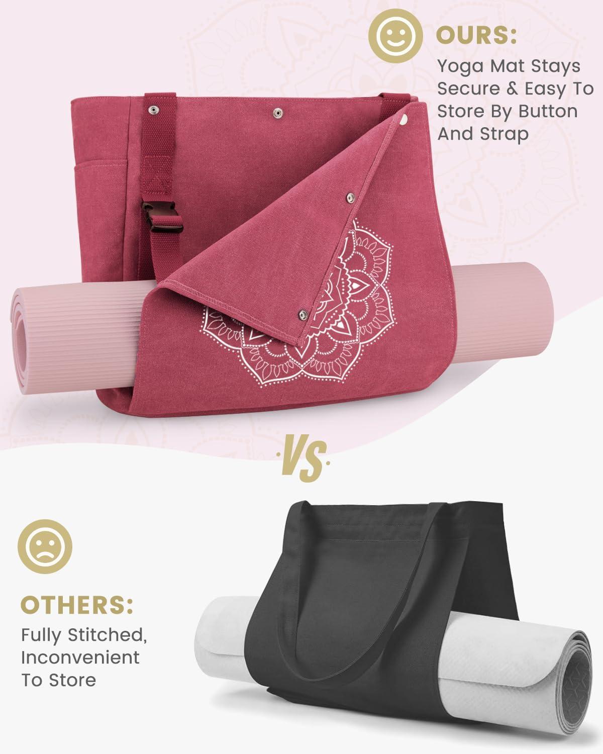 image:imageGonex Yoga Mat Bag Yoga Gym Bag Tote Bag with Multi Pockets For Women Men Canvas Yoga Mat Carrier Take in Out Mat Easily For Pilates Travel Workout OfficeBrick Red