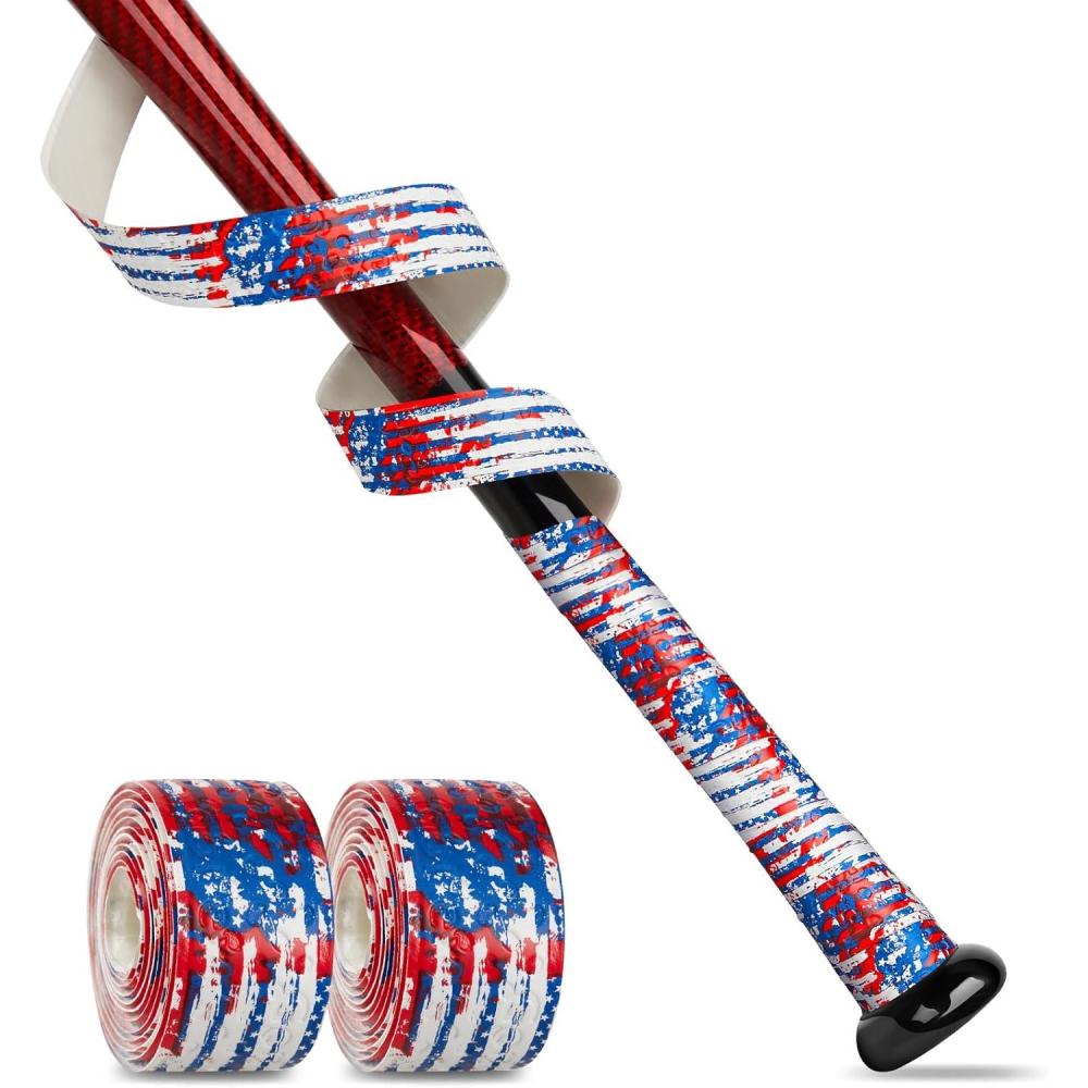 image:imageGonex Bat Grip Tape for Baseball Softball 11mm 4016 Pro Feel Full Adhesive Back Baseball Bat Grip 1 Pack2 PacksRedWhiteBlue2 Packs