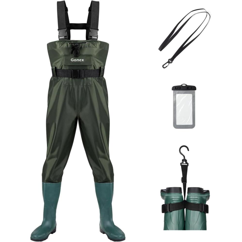 image:imageGonex Chest Waders Hunting Fishing Waders for Men Women Waterproof 70D Nylon Wader for Duck Hunting Fishing Green Sizes 813Green