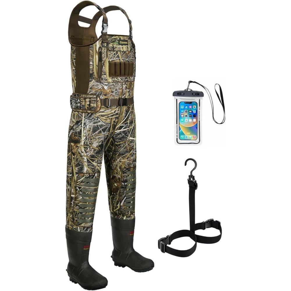 image:imageGonex Chest Waders for Men Waterproof 45mm Neoprene Hunting Fishing Waders with 800G Insulated Boots Camo Size 12Camowith 800g Boots