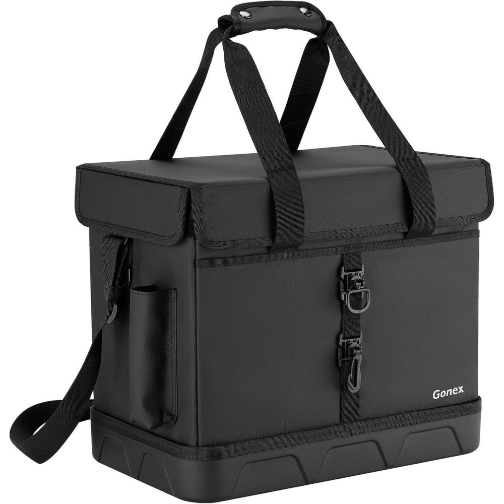 image:imageGonex Fishing Tackle Bag with Live Fish Storage for Caught Fish Waterproof Removable 3700 Box Bag Freshwater Saltwater Tackle Box OrganizerBlack