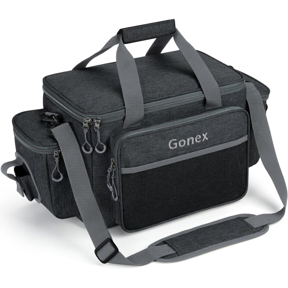 image:imageGonex Fishing Tackle Bags for Saltwater amp Freshwater Fishing Gear Storage Bag with Water Resistant Bottom Suitable for 3600 3700 Size Tackle BoxBlack