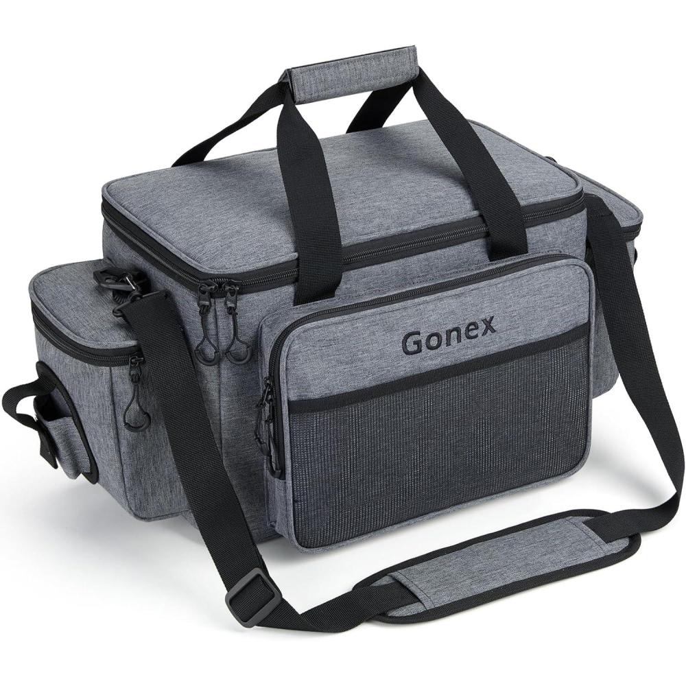 image:imageGonex Fishing Tackle Bags for Saltwater amp Freshwater Fishing Gear Storage Bag with Water Resistant Bottom Suitable for 3600 3700 Size Tackle BoxGrey