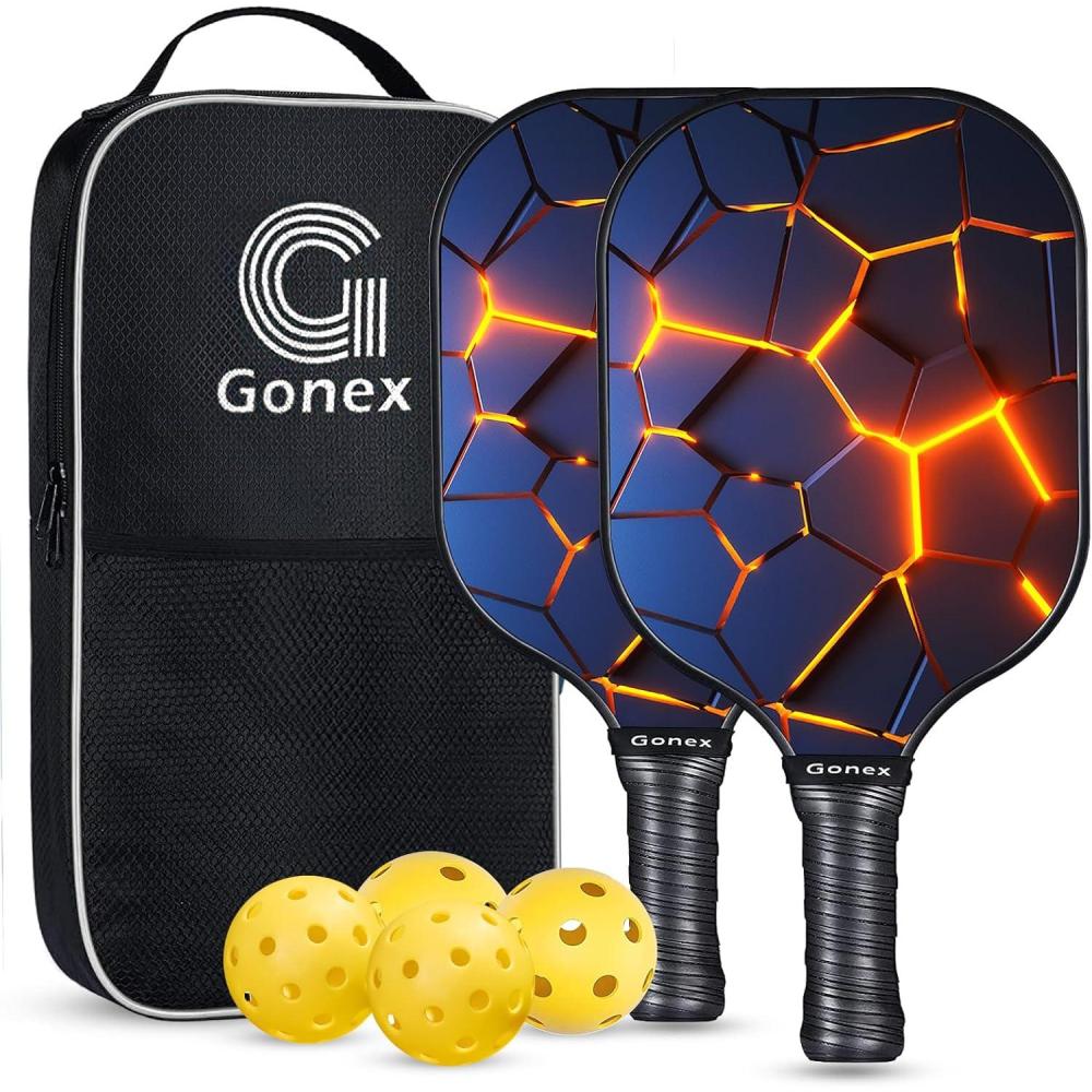 image:imageGonex Pickleball Paddles USAPA Approved Graphite Pickleball Rackets with Comfort Grip Carbon Fiber Pickleball Set of 24 Paddles with 4 Balls Portable Carry BagBDark Blue 2Packs USAPA