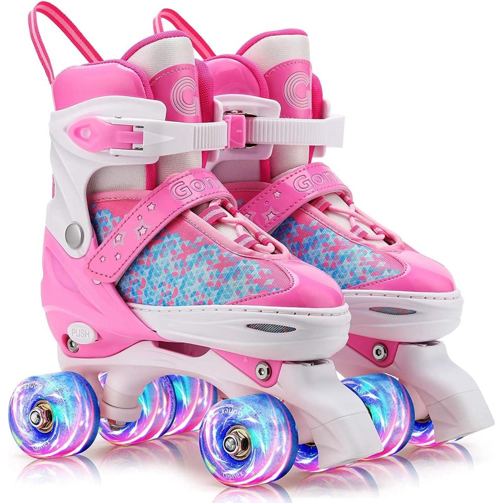 image:imageGonex Roller Skates for Girls Kids Boys Women with All Light Up WheelsAdjustable Rollerskates for Beginners Toddler Youth Gift for Indoor OutdoorBPink
