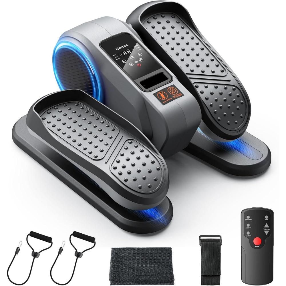 image:imageGonex Under Desk Elliptical Exercise Machine for Seniors Electric Ellipse Leg Exerciser with Remote 16 Adjustable Speeds Manual amp 12 Auto Modes Leg Exerciser While Sitting Seated Pedal ExerciserBlackGrey