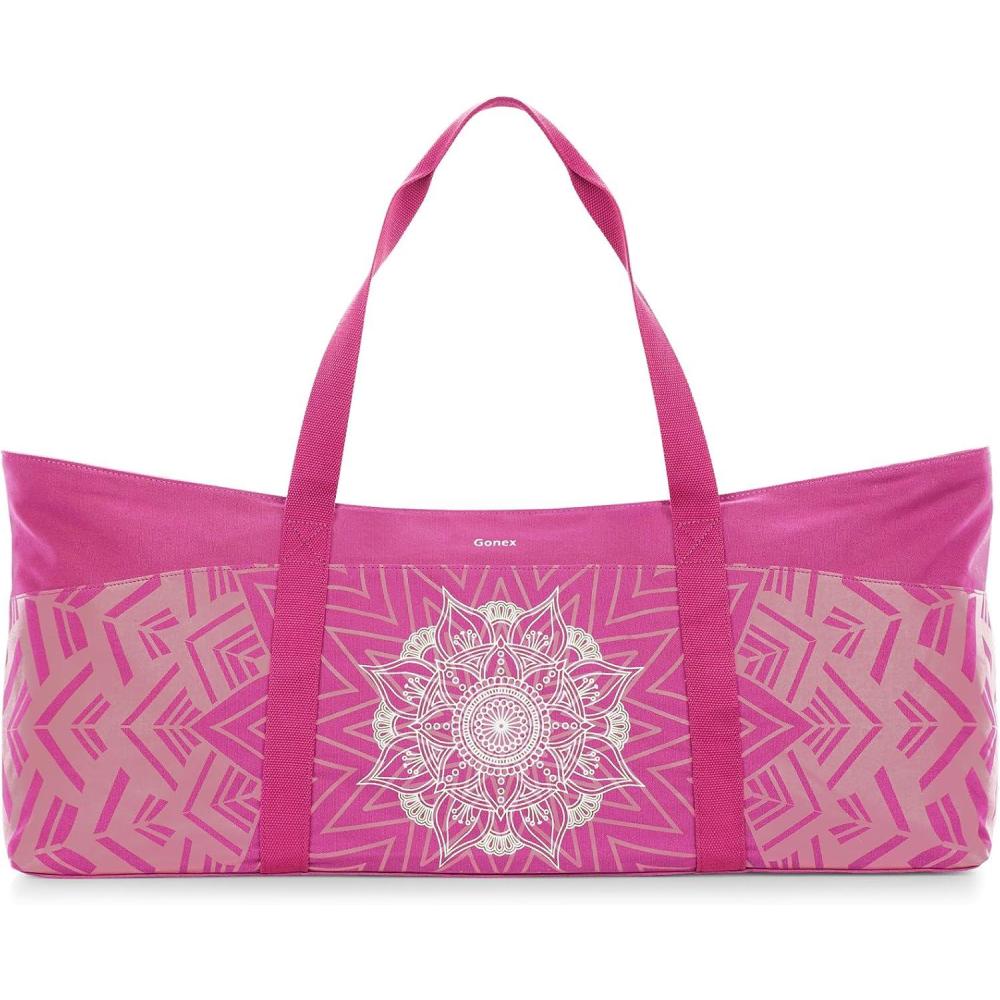 image:imageGonex Yoga Mat Bag Extra Large Canvas Gym Bag with Waterproof Pocket Metal Zipper Fits Mat amp Blocks Stylish Yoga Mat Carrier for Women Ideal for Yoga Pilates Workout TravelRose Red