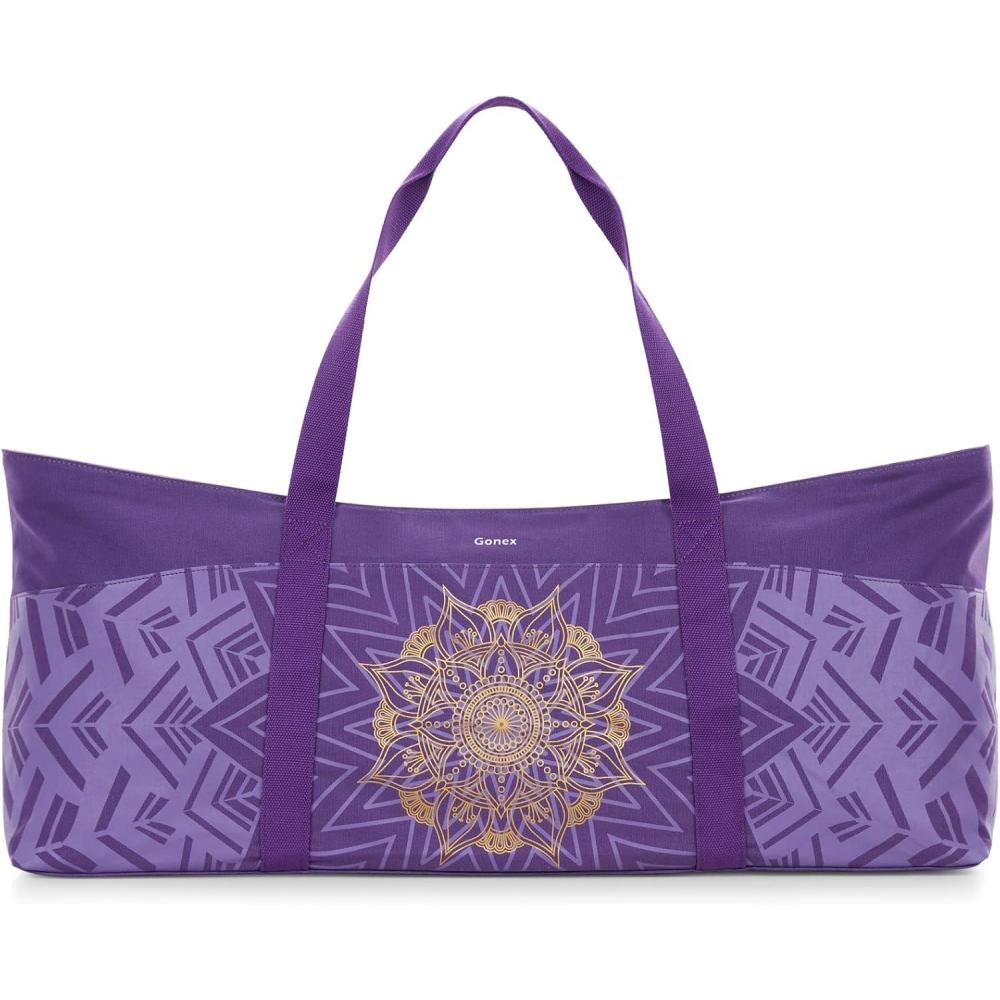 image:imageGonex Yoga Mat Bag Extra Large Canvas Gym Bag with Waterproof Pocket Metal Zipper Fits Mat amp Blocks Stylish Yoga Mat Carrier for Women Ideal for Yoga Pilates Workout TravelPurple