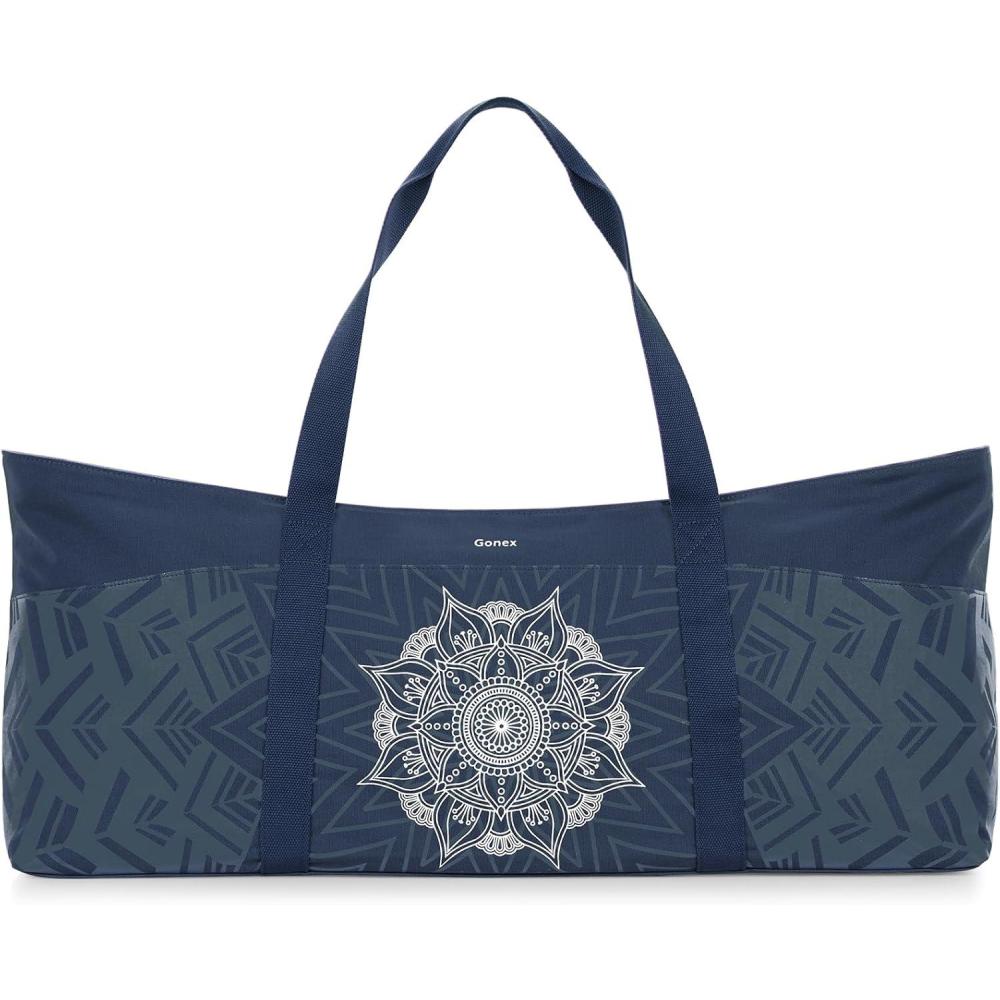 image:imageGonex Yoga Mat Bag Extra Large Canvas Gym Bag with Waterproof Pocket Metal Zipper Fits Mat amp Blocks Stylish Yoga Mat Carrier for Women Ideal for Yoga Pilates Workout TravelBlue