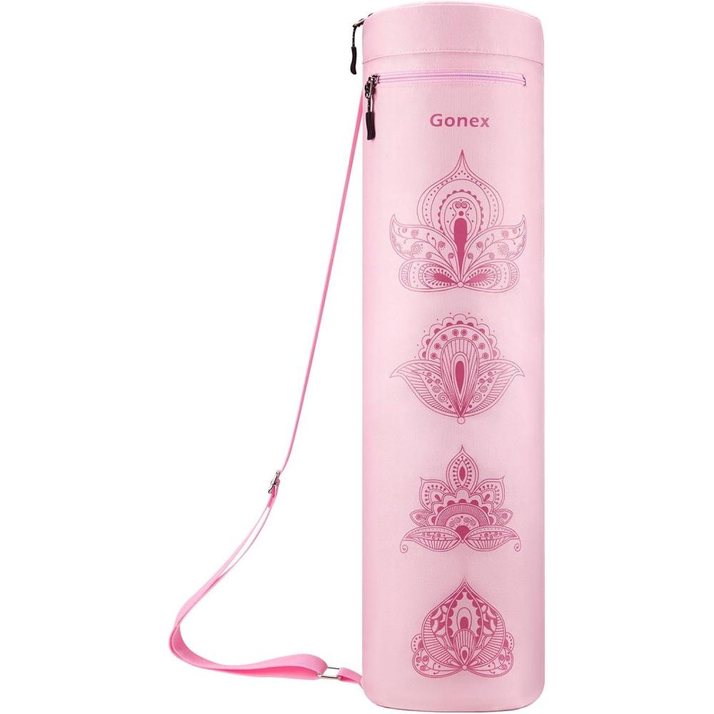 image:imageGonex Yoga Mat Bag Yoga Mat Carrier FullZip Exercise Yoga Mat Carry Bag for Women Men with 2 MultiFunctional Storage Cargo Pockets Extra Wide Adjustable Shoulder StrapPink Paisley