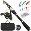 image:imageFishing Rod and Reel Combo Telescopic Pole Set with Fishing Line Fishing Lures Kit and Carrier Bag for Sea Saltwater Freshwater 6789 FeetBlack Full Kit