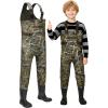 image:imageGonex Kids Chest Waders for Youth Children Neoprene Waterproof Hunting Fishing Waders with Insulated Boots for Boys GirlsNext Camo Evos Brown