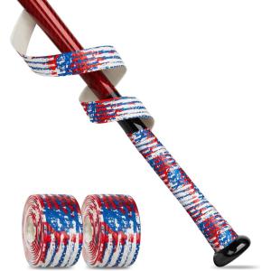 Gonex Bat Grip Tape for Baseball Softball, 1.1mm 40.16” Pro Feel Full Adhesive Back Baseball Bat Grip (1 Pack/2 Packs)(Red-White-Blue:2 Packs)