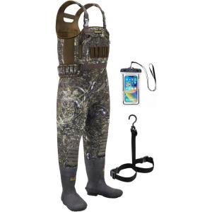 Gonex Chest Waders for Men Waterproof 4.5mm Neoprene Hunting Fishing Waders with 800G Insulated Boots Camo, Size 12(A-camo(with 800g Boots))