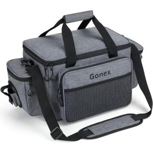 Gonex Fishing Tackle Bags for Saltwater & Freshwater, Fishing Gear Storage Bag with Water Resistant Bottom Suitable for 3600 3700 Size Tackle Box(Grey)