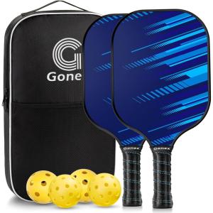 Gonex Pickleball Paddles, USAPA Approved Graphite Pickleball Rackets with Comfort Grip, Carbon Fiber Pickleball Set of 2/4 Paddles with 4 Balls, Portable Carry Bag(C:Blue  2Packs)