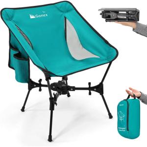 Gonex Portable Camping Chair, The 5th Gen Ultralight Compact Backpacking Foldable Lightweight Folding Chair for Outdoor Camp Hiking Beach Picnic Concert, Supports 330lbs (Army Green, 1 PCS)(Lake Green)