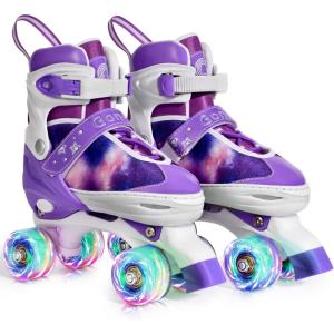 Gonex Roller Skates for Girls Kids Boys Women with All Light Up Wheels，Adjustable Rollerskates for Beginners Toddler Youth, Gift for Indoor Outdoor(A-Purple)