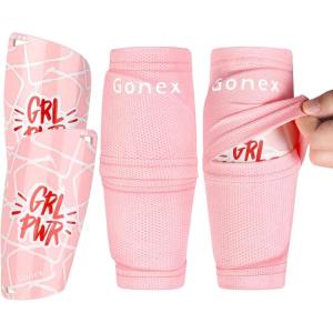 Gonex Soccer Shin Guards for Kids Adult, Youth Boys Girls Shin Guards Slip in Soccer Shin Pad Sleeves Canilleras for Football Games, EVA Cushion Protection Reduce Shocks & Injuries(D: Pink Sleeves)