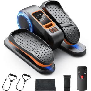 Gonex Under Desk Elliptical Exercise Machine for Seniors, Electric Ellipse Leg Exerciser with Remote, 16 Adjustable Speeds, Manual & 12 Auto Modes, Leg Exerciser While Sitting, Seated Pedal Exerciser(Black+Orange)