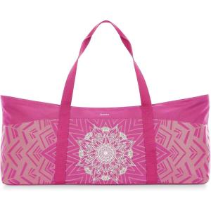 Gonex Yoga Mat Bag, Extra Large Canvas Gym Bag with Waterproof Pocket Metal Zipper, Fits Mat & Blocks, Stylish Yoga Mat Carrier for Women, Ideal for Yoga, Pilates, Workout, Travel(Rose Red)