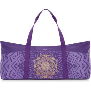 Gonex Yoga Mat Bag, Extra Large Canvas Gym Bag with Waterproof Pocket Metal Zipper, Fits Mat & Blocks, Stylish Yoga Mat Carrier for Women, Ideal for Yoga, Pilates, Workout, Travel(Purple)