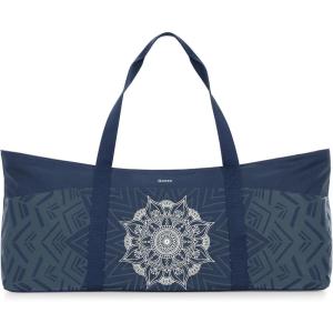 Gonex Yoga Mat Bag, Extra Large Canvas Gym Bag with Waterproof Pocket Metal Zipper, Fits Mat & Blocks, Stylish Yoga Mat Carrier for Women, Ideal for Yoga, Pilates, Workout, Travel(Blue)