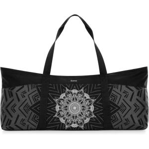 Gonex Yoga Mat Bag, Extra Large Canvas Gym Bag with Waterproof Pocket Metal Zipper, Fits Mat & Blocks, Stylish Yoga Mat Carrier for Women, Ideal for Yoga, Pilates, Workout, Travel(Black)